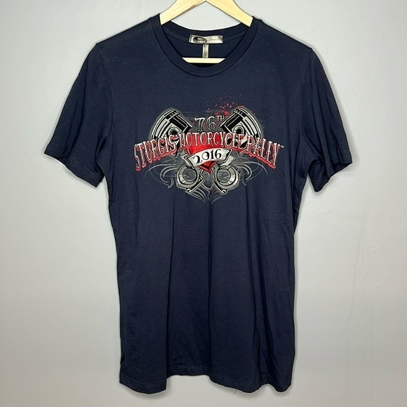 HOT LEATHERS APPAREL WOMENS X-LARGE BLUE STURGIS SHORT SLEEVED TSHIRT 2016 NWT - Picture 1 of 9